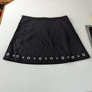 Michael Kors Black Mini Skirt with Silver Grommet Border